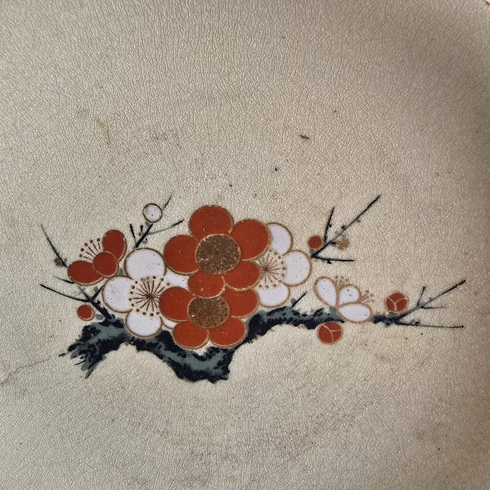 Vintage Satsuma Ware  Handpainted Plum Blossom Decorative Plate
